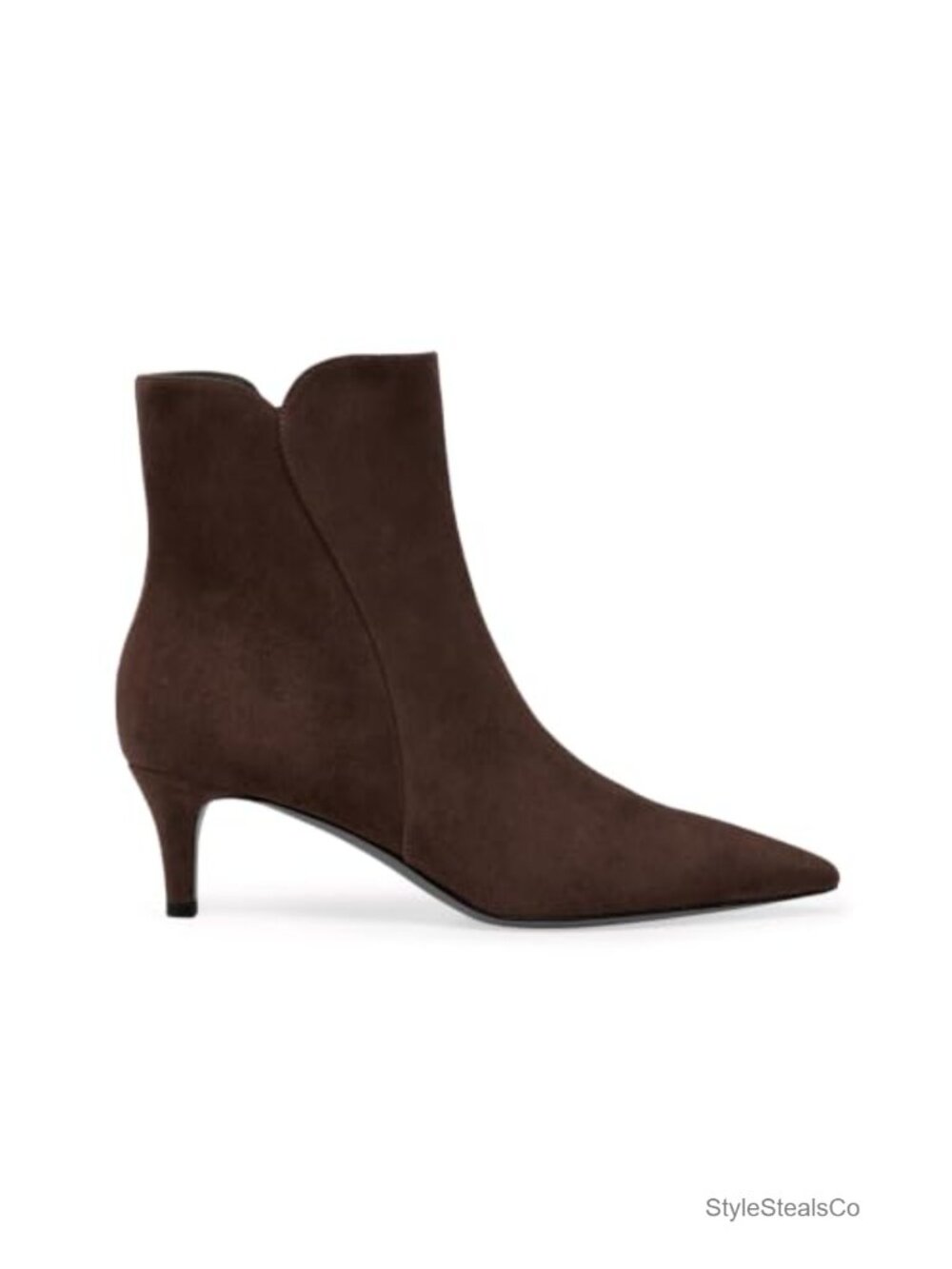 Faux Suede Ankle Boots Kitten Heel Pointed Toe Zipper Dress Booties